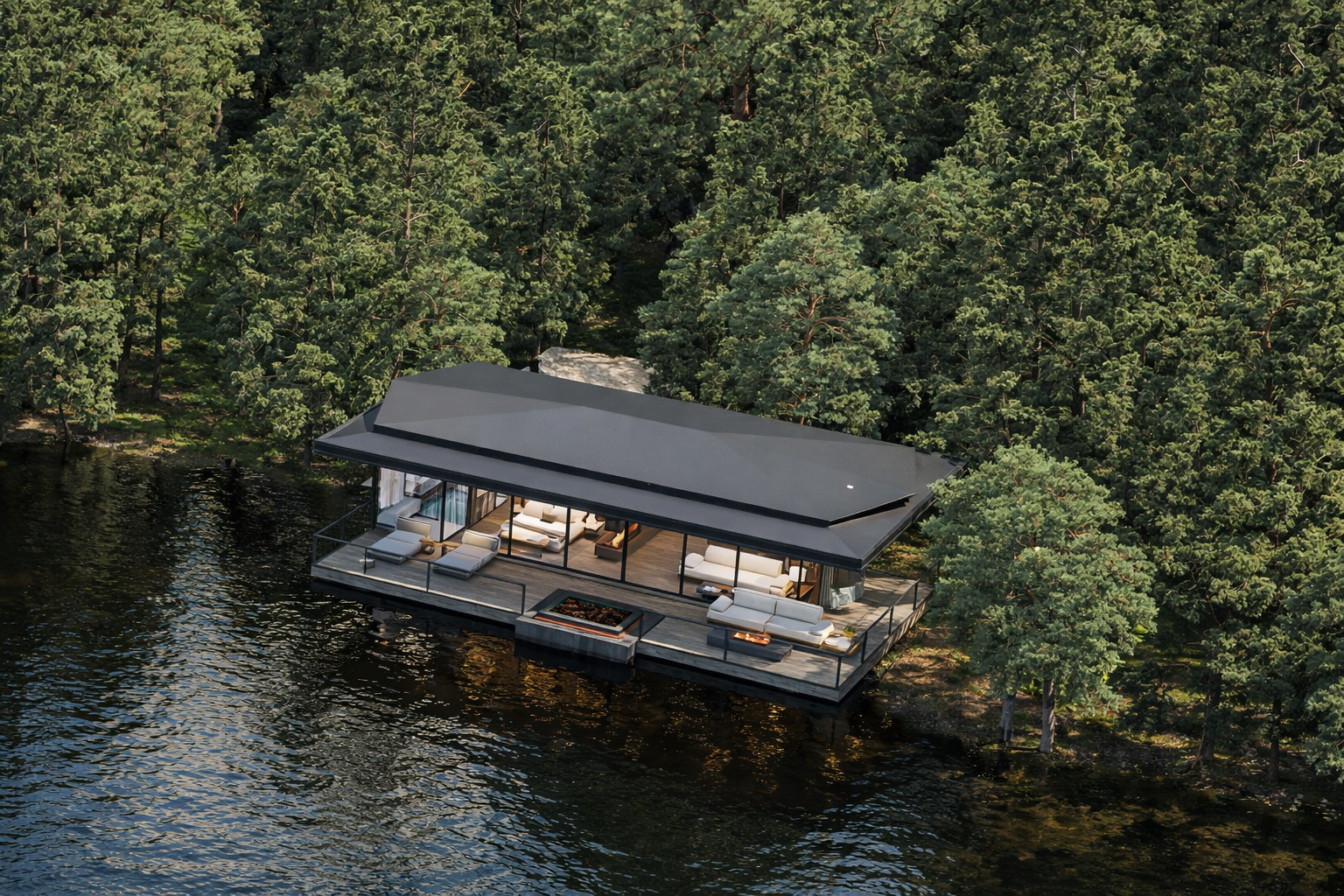 Luxury suite interior with natural materials