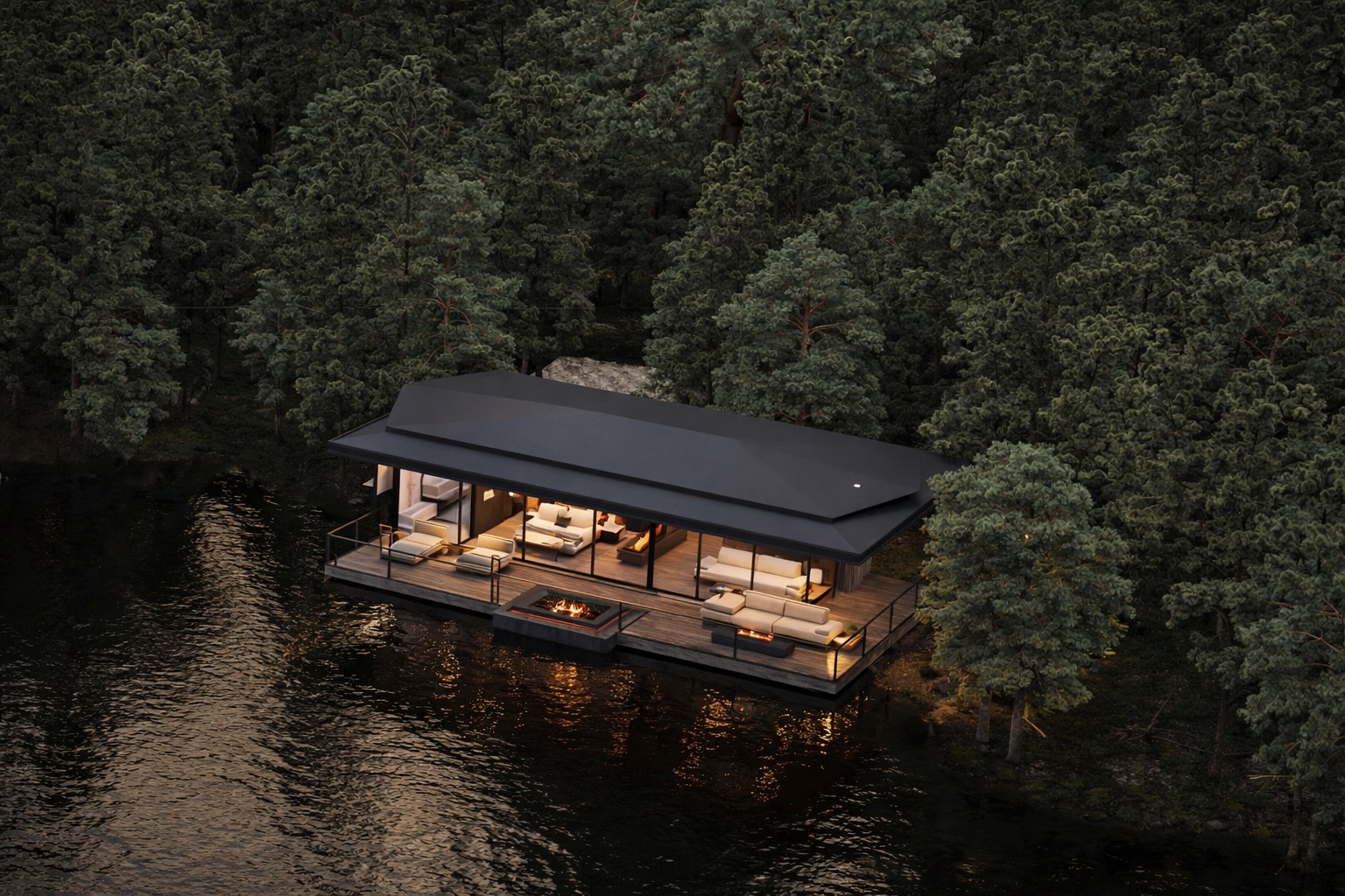 Luxury suite interior with natural materials